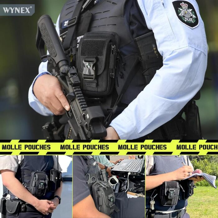 WYNEX Tactical Compass Phone Pouch, Large Molle Smartphone Holster Case Double Capacity Small Utility EDC Pouch with Compass Buckle and Carabiner - Image 6