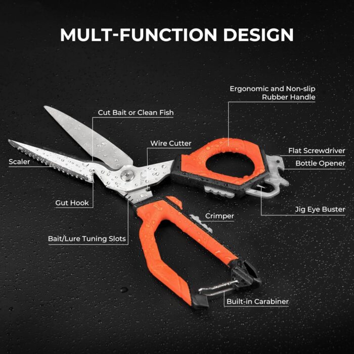 KastKing Paradox Fishing Tools Set, Stainless Steel 9" Bait Shears, 7.5" Angled Nose Pliers & 9" Fillet Knife with Non-Slip Grips and Protective Sheaths - Image 6
