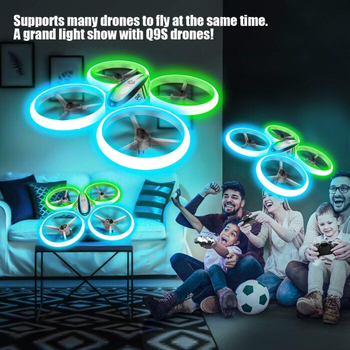 Q9s Drones for Kids,RC Drone with Altitude Hold and Headless Mode,Quadcopter with Blue&Green Light,Propeller Full Protect,2 Batteries and Remote Control,Easy to fly Kids Gifts Toys for Boys and Girls - Image 5