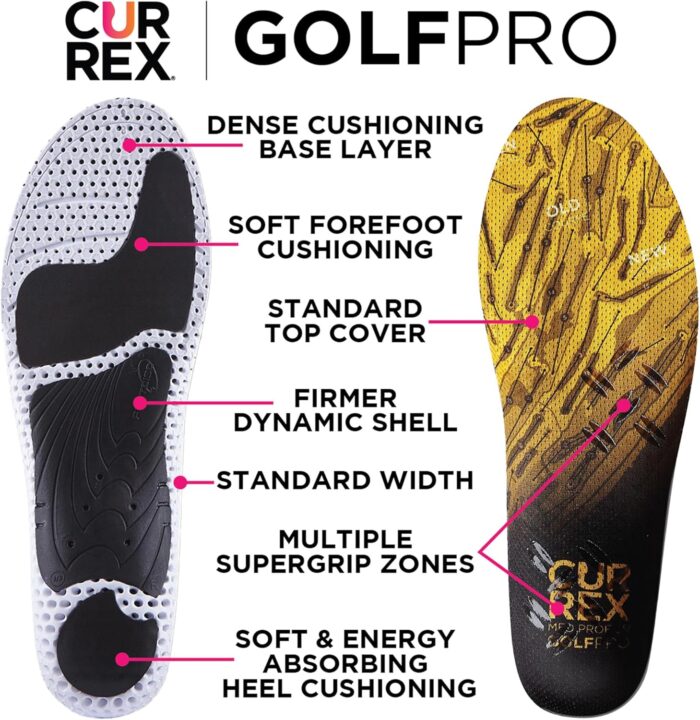CURREX GolfPro Insoles for Golf Shoes – Arch Support Inserts to Improve Balance, Stability, Comfort & Performance, Help with Foot & Heel Pain Relief – for Men & Women – Medium Arch, Large - Image 3