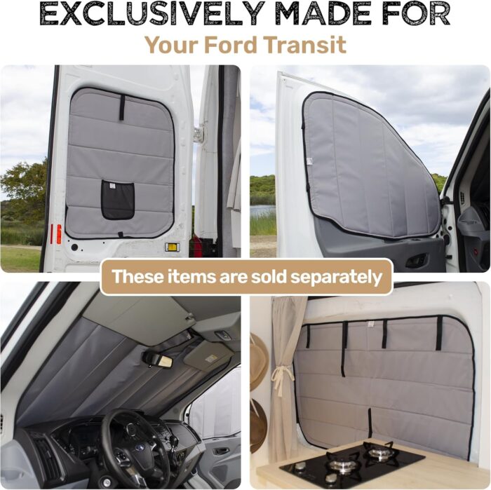 Living in a Bubble Insulated Blackout Front Window Covers for Ford Transit 2015-Current Mid & High Roof (Pair). Van Life Essentials & Camper Van Accessories - Image 6