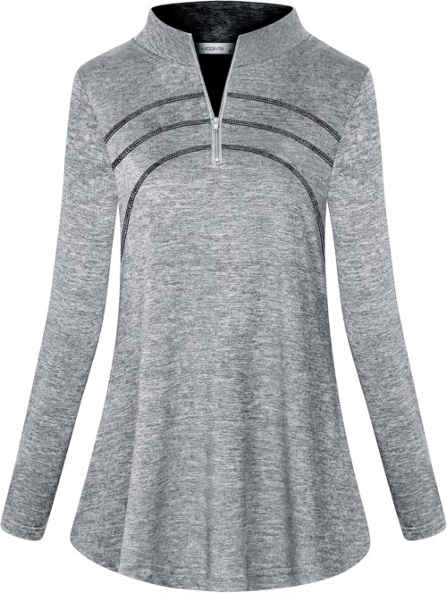 MOQIVGI Womens Long Sleeve Workout Tops Casual Sports Gym Yoga Running Half Zip Pullover