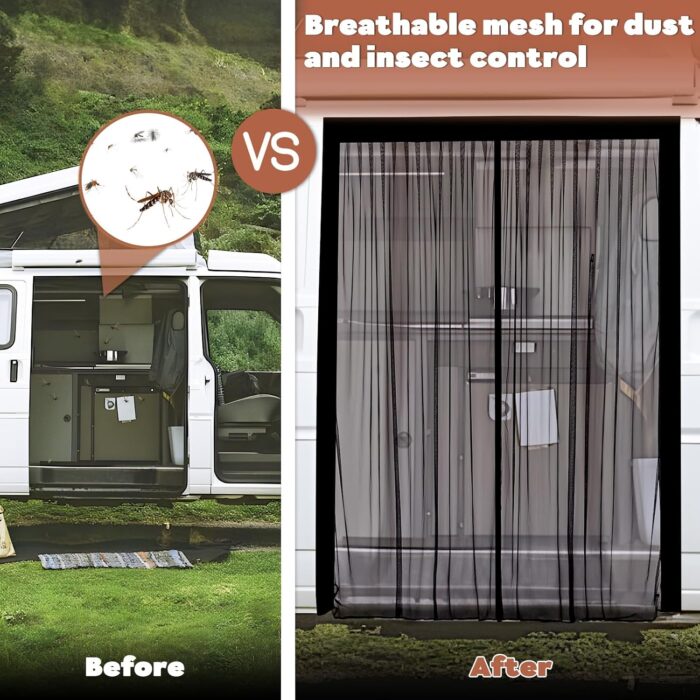 XCBYT Van Bug Screen Van Life Essentials Universal Size Car Window Covers with Magnetic Closure Car Window Screen for Mid/High Mercedes Sprinter and Other Camping Caravan Sliding Doors (Large) - Image 5