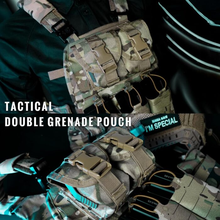 Tactical Pouches-Double Frag Grenade Pouch,Molle EDC Tool Bags for Hunting Shooting Airsoft Equipment Gears - Image 6