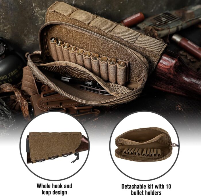 PETAC GEAR Tactical Buttstock Rifle Stock Pack/Adjustable Shell Holder Cheek Rest Pouch for Long Action … - Image 5