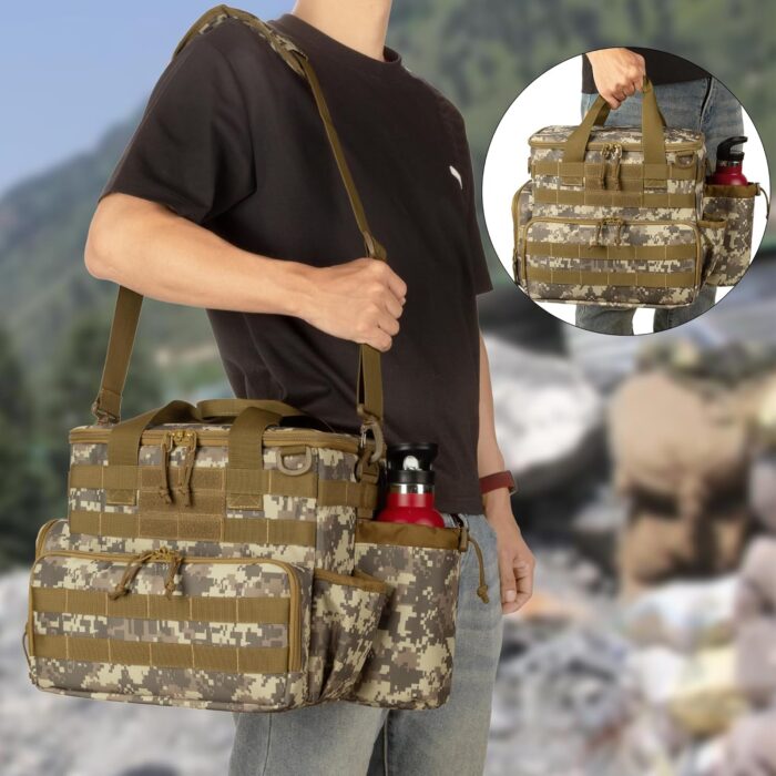 DSLEAF Tactical Gun Range Bag with 3 Pistol Cases, Gun Duffle Range Bag with 12X Magazine Slots and Extra Pockets for Shooting and Hunting - Image 6