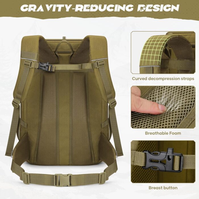 Maelstrom Tactical Backpack for Men, 40L Military Backpack,Water Resistant Assault Pack for Women, 3-Day Bug Out Bag for Hiking, Camping, Gym with Molle System-Khaki - Image 5