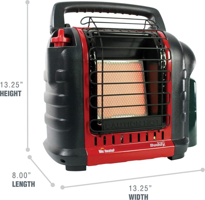 Mr. Heater Portable Buddy Heater MH9BX 4,000-9,000 BTU Indoor-Safe Propane Radiant Heater For Campers, Workshops, Job Sites, Patios & More - Red, Black - Image 3