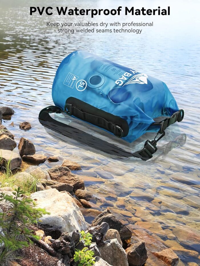 HEETA Dry Bag Waterproof for Women Men, 5L/10L/20L/30L/40L Roll Top Lightweight Dry Storage Bag Backpack with Phone Case for Travel, Swimming, Boating, Kayaking, Camping & Beach, 11 Transparent Colors - Image 3