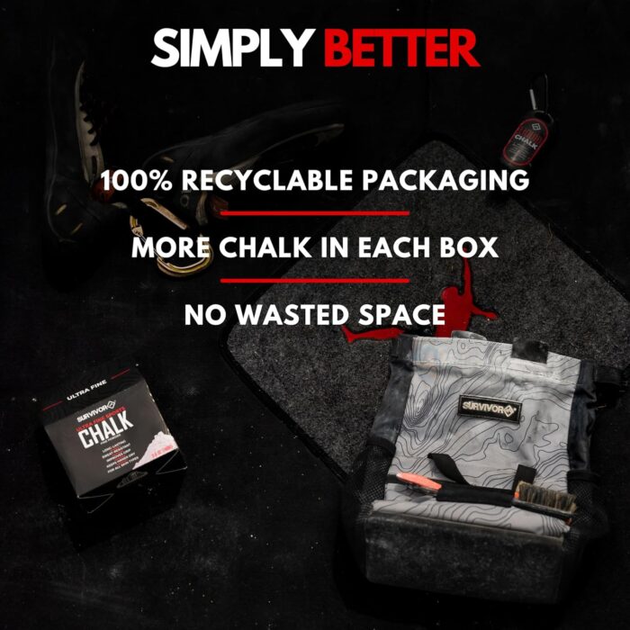 SURVIVOR Gym Chalk - Climbing Chalk, Lifting Chalk, Gymnastics Chalk - Pure Magnesium Carbonate Hand Chalk Powder, Weightlifting Chalk Gym - Rock Climbing Chalk for Weights - Image 6