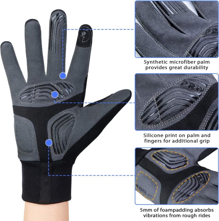 Souke Sports Winter Cycling Gloves Men Women, Touch Screen Padded Bike Glove Water Resistant Windproof Warm Anti-Slip for Running, Biking, Workout - Image 5