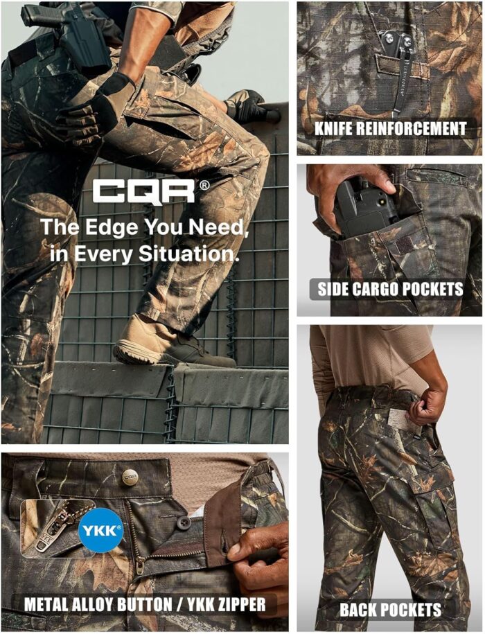 CQR Men's Tactical Pants, Water Resistant Ripstop Cargo Pants, Lightweight EDC Work Hiking Pants, Outdoor Apparel - Image 6
