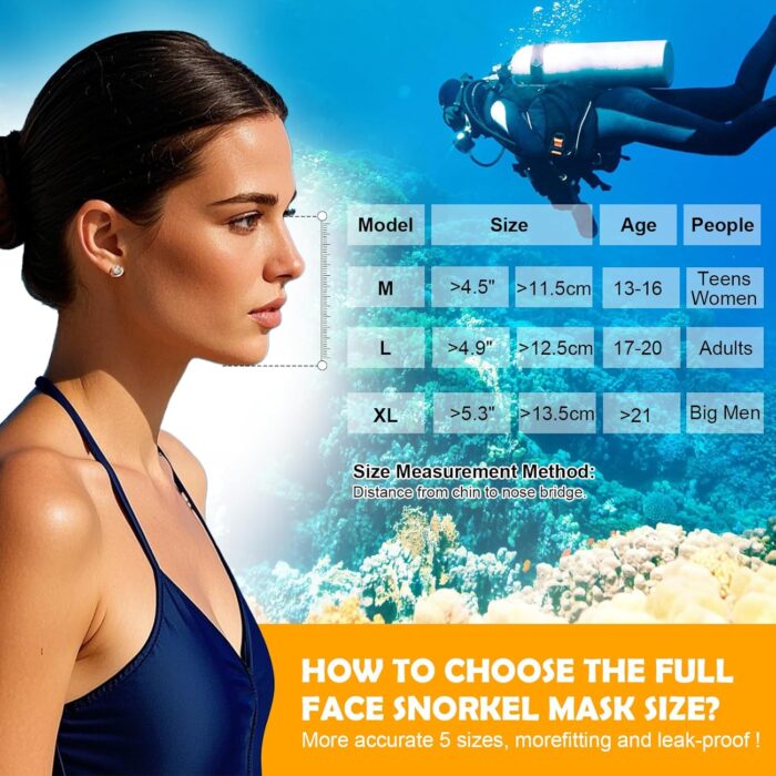Snorkeling Gear for Adults, Full Face Snorkel Mask Adults with Camera Mount, Snorkel Mask for Glasses Wearers Check Valve Air Inlet Breathe Better, Panoramic View Snorkel Set - Image 6
