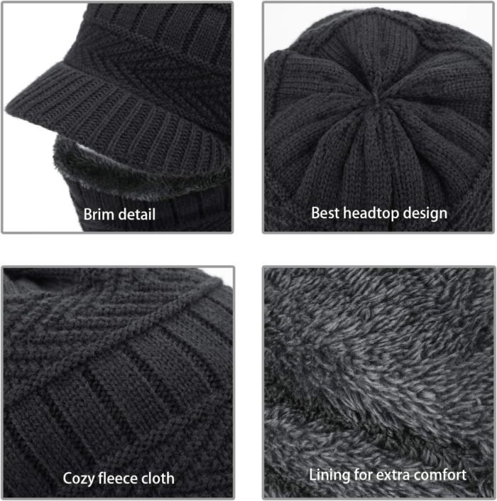 Winter Knitted Balaclava Beanie Hat Warm Cycling Ski Mask, Women Windproof Hood, Balaclavas Heavyweight Thermal Fleece - Image 4