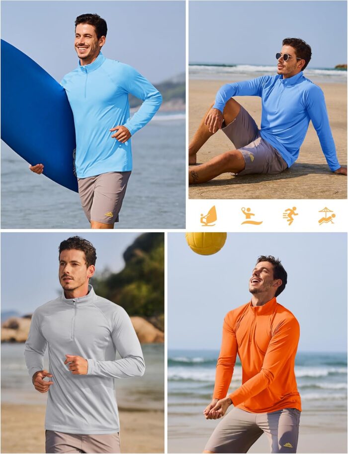 TACVASEN Men's Long Sleeve Athletic Shirts 1/4 Pullover Zip Sun Protection Rash Guard UPF 50+ Outdoor Running T-Shirts - Image 6