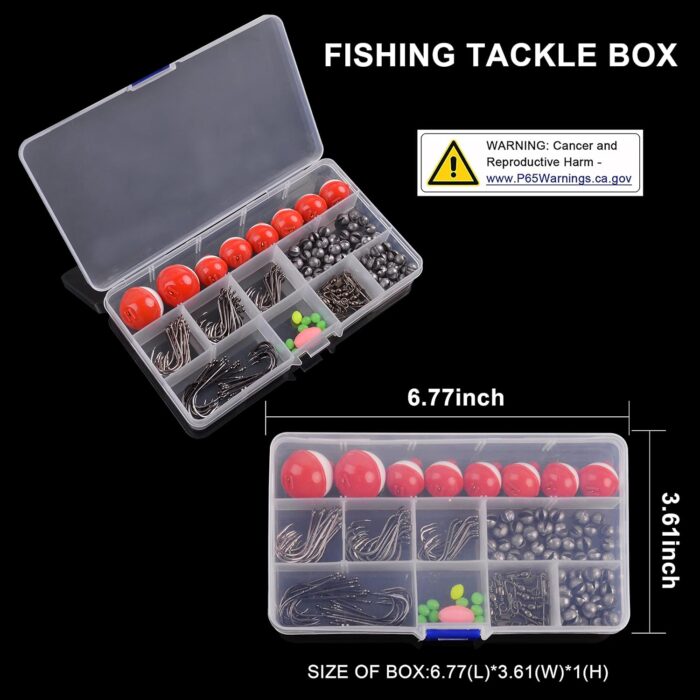 Fishing Tackle Kit, 160pcs Basic Bobbers and Hooks Assortment With Octopus Circle, Baitholder Hooks, Sinker Weights, Terminal Tackle Box for Trout Catfish Panfish - Image 8