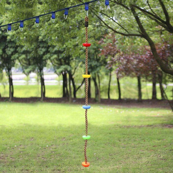 Rainbow Craft Colorful Climbing Rope - 6.5ft with 5 Knotted Foot - Kids Ninja Rope for Ninja Warrior Slackline Obstacle Course Accessories Kids Swing Set Backyard Play - Image 6