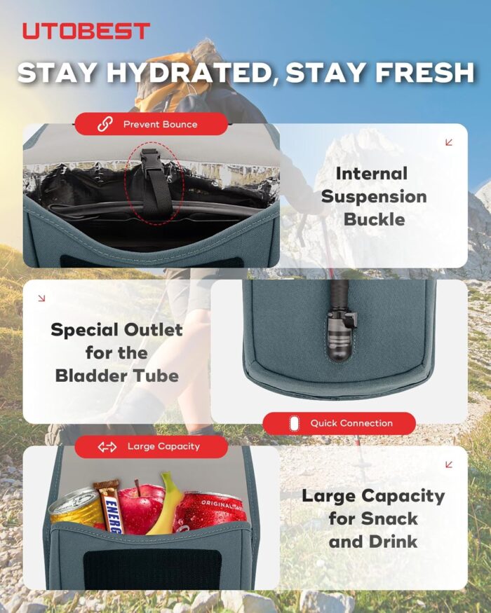 UTOBEST Insulated Insulation Bag, Fits 2L&3L Hydration Water Bladders, Lightweight & Water Resistant, Bladder is NOT Included - Image 5