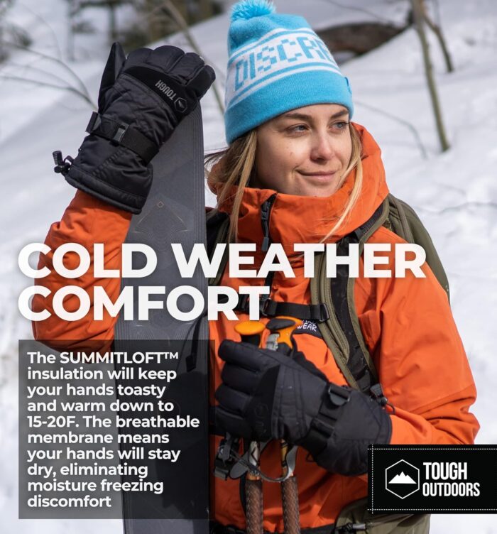 Tough Outdoors Snow Gloves - Men's & Women's Waterproof Winter & Snowboarding Gloves - Image 4