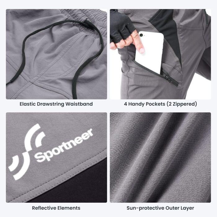 Sportneer Bike Shorts for Men: 3D Padded Lightweight Riding Biking Cycling Mountain Bike Shorts for Men with Zipper Pockets - Image 6
