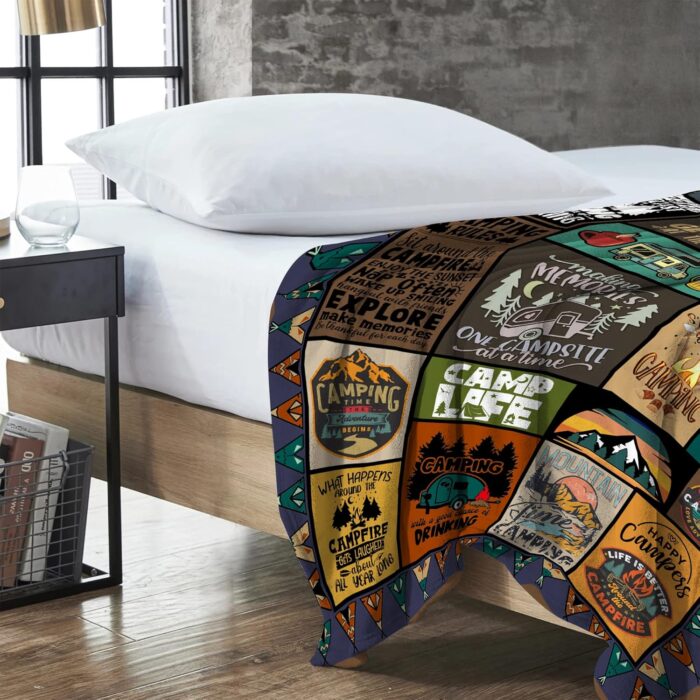 Camping Blanket Camping Lovers Gift Ideas for Men or Woman, Super Soft Throws Flannel Fleece Blankets Gifts for Camper Outdoor, Campsite Outdoors RV Travel Hiking Bed Sofa Couch 60"x50" - Image 9