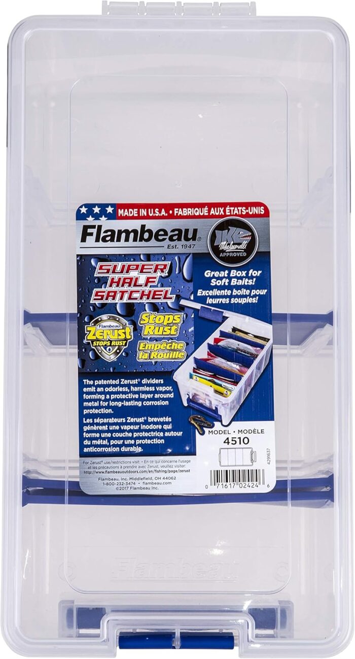 Flambeau Outdoors 4510 Clear Fishing Tackle Box Organizer - Super Half Satchel Soft Fishing Lure Storage Boxes, Bait Box Fishing Tackle Organizer, Tuff Tainer Tackle Box with Zerust Anti-Rust Dividers - Image 2