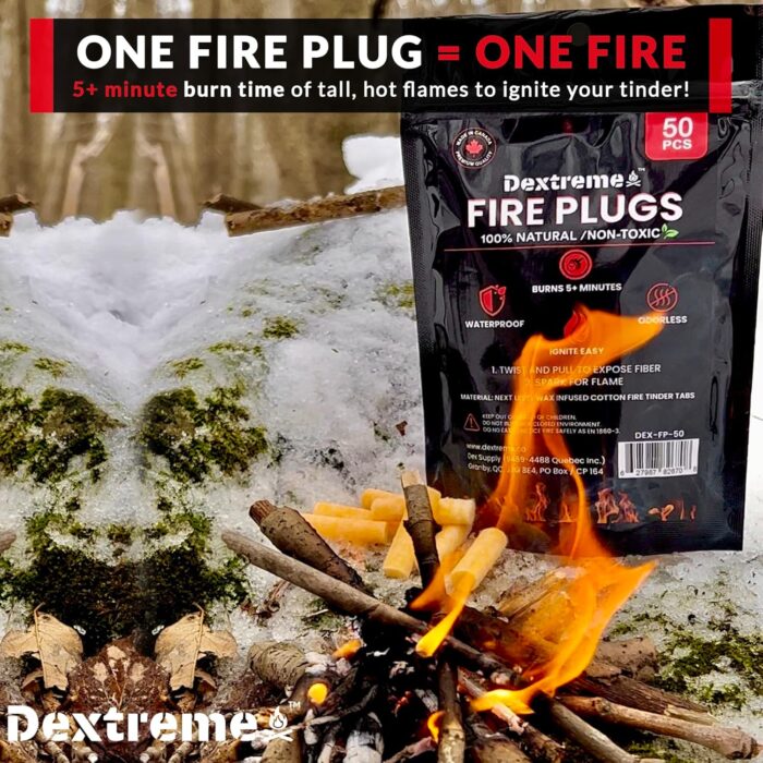 Dextreme Fire Plugs Waterproof Fire Starter for Campfires, Emergencies, Survival, Fire Pits, Grills | 5+ Minute Burn | All Natural | Made in North America - Image 3