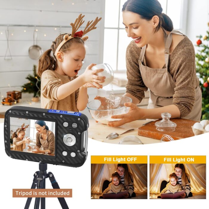 Waterproof Digital Camera,17 FT Underwater Camera 2.8" LCD HD1080P 30MP Kids Video Camcorder with 32G Card and Rechargeable Battery,Point and Shoot Camera for Kids Teenagers Students Gifts Blue - Image 3