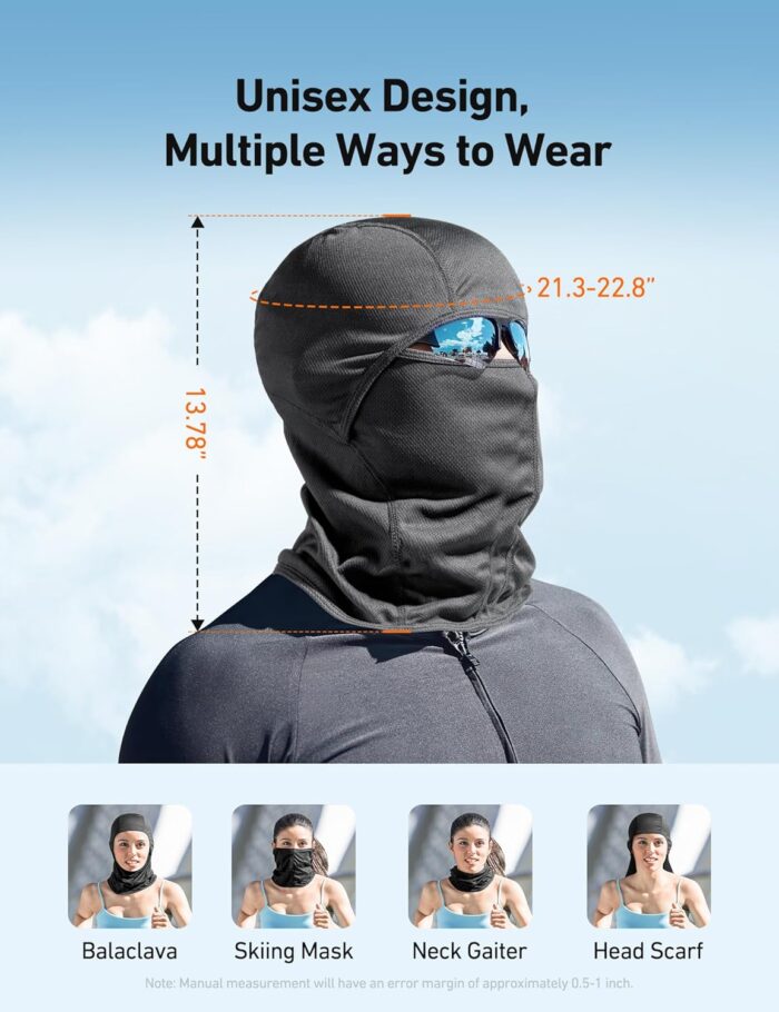 AstroAI Ski Mask Balaclava Face Mask Shiesty Mask for Men Women, UV Protector Windproof Neck Warmer Face Cover for Motorcycle, Snowboarding, Skiing, Hunting, Cycling, Grey - Image 7
