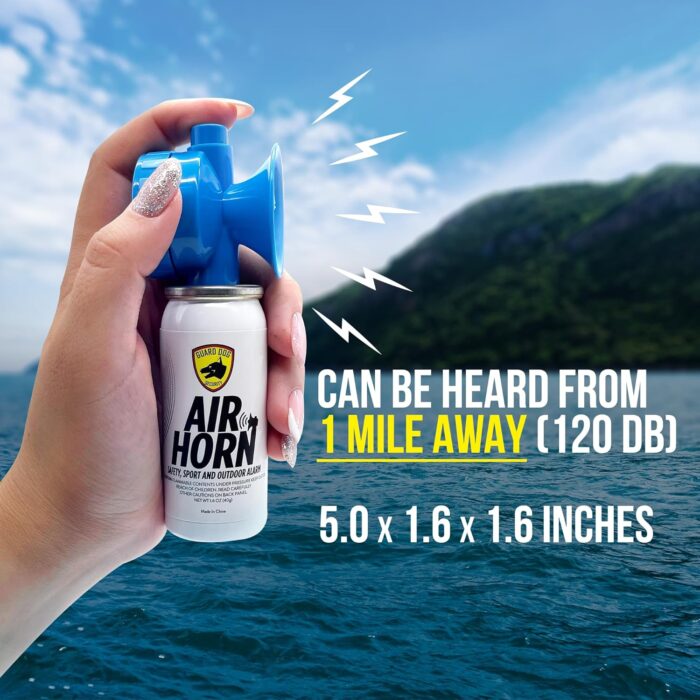 Guard Dog Security Air Horn for Safety, Loud Blow Horn, Hand Held Mini Air Horn, Fog and Boat Horn for Marine, Football Games, Sporting Events and Outdoor Alarms, Powerful 1-Mile Sound Blast 1.4 oz - Image 7