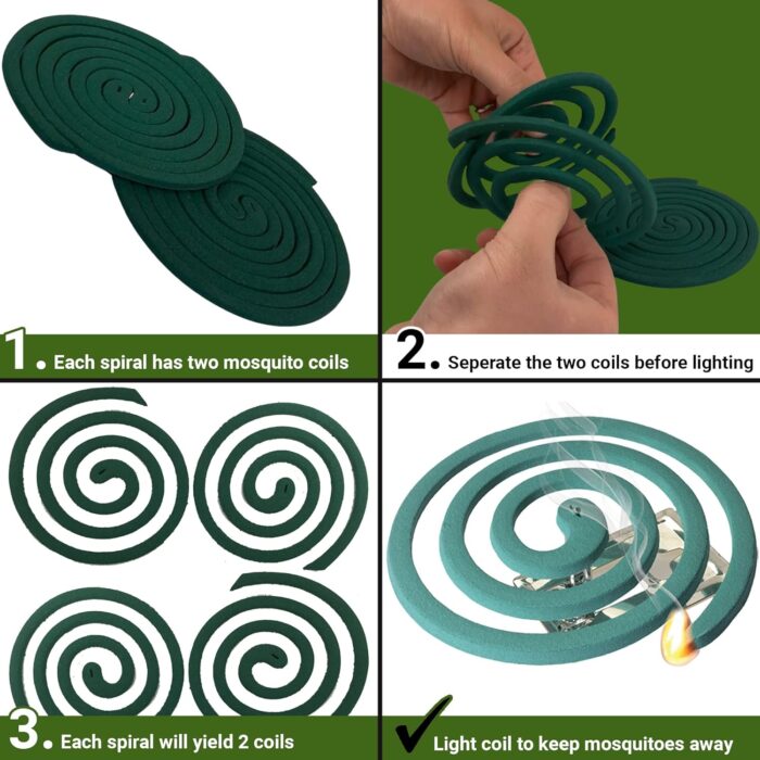 W4W Mosquito Repellent Coils - Outdoor Use Reaches Up to 10 feet - Each Burns for 5-7 Hours (Three Pack Contains 12 coils & 6 Stands) - Image 6