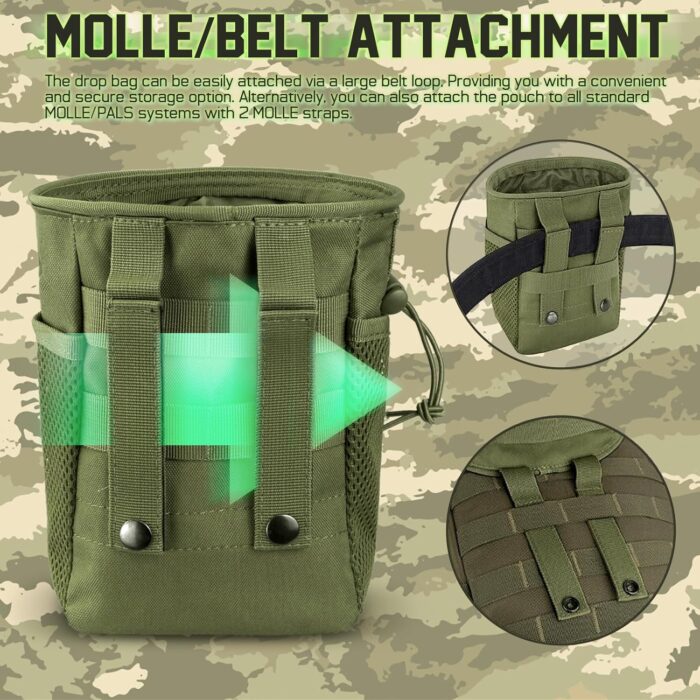 Tactical Molle Dump Pouch, Magazine Recovery Pouch Drastring Ammo Bag Belt Utility Fanny Adjustable Military Holster Bag Outdoor for Airsoft Paintball Hunting Gear with D-Ring Grimlock - Image 7