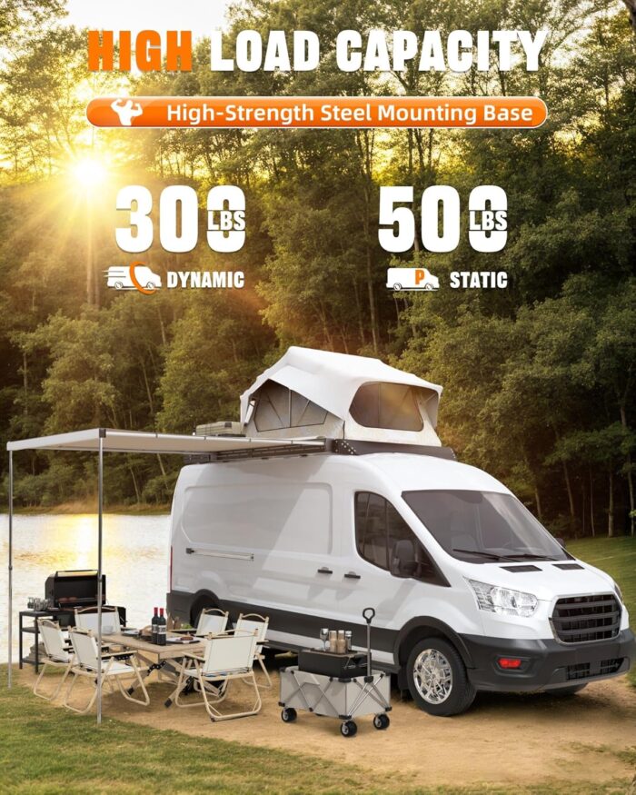 MELIPRON Camper Van Roof Rack Fit for Ford Transit 148" WB Low/Medium/High Roof, Low Profile Roof Rack with 4040 Crossbars, Van Life Essentials - Image 4