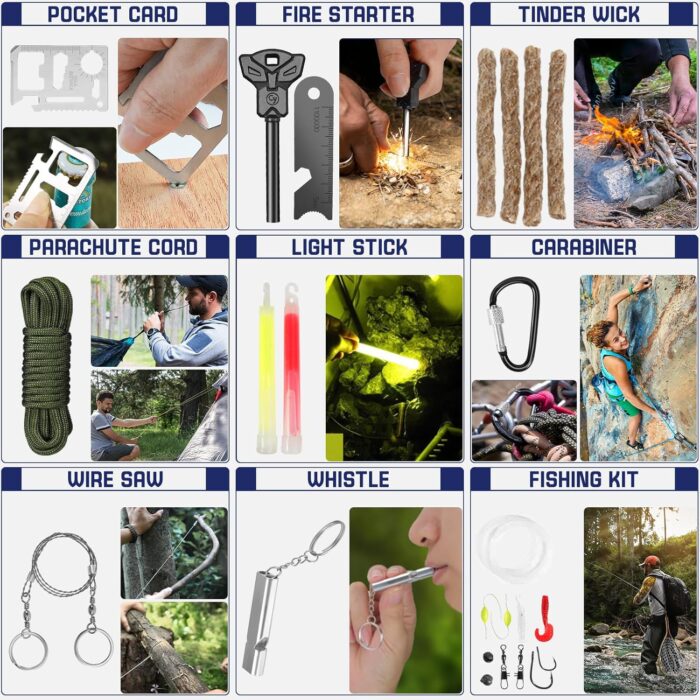 Survival Kits, 149Pcs Survival Gear First Aid Kit IFAK with Molle System Essential Camping Gear Emergency Medical Supplies for Car Fishing Hunting Outdoor Adventure, Camping Essentials - Image 5