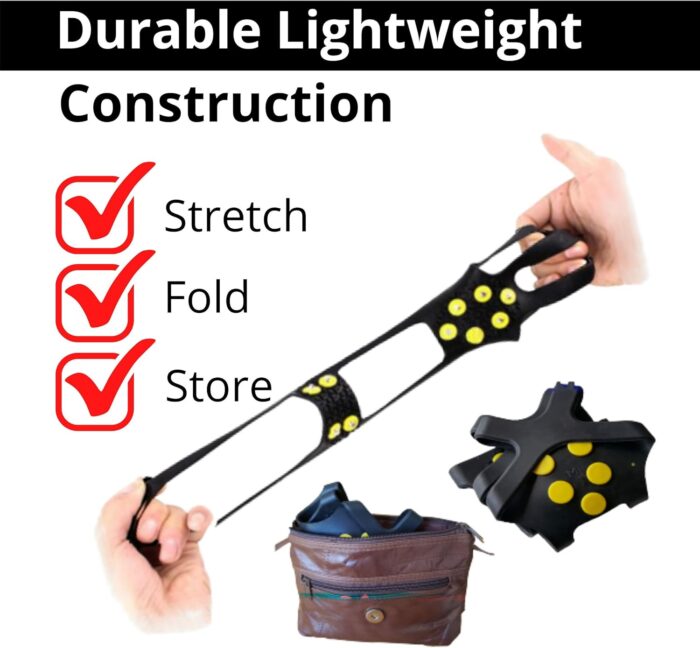 Ice Snow Traction Cleats - Lightweight Crampon Cleats for Walking on Snow & Ice - Anti Slip Grippers Fasten Quickly & Easily Over Footwear - Protable Grips for Shoes and Boots - Image 5