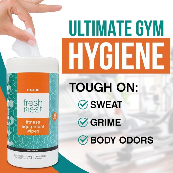 Fitness Equipment Wipes - Cleaning Wipes for Yoga Mats, Pilates Studios, Gyms, Peloton & Cycle Bikes, Spas - Fragrance-Free Wipes Surface Cleaning for Home, Office, Gym 75-Count - Image 2