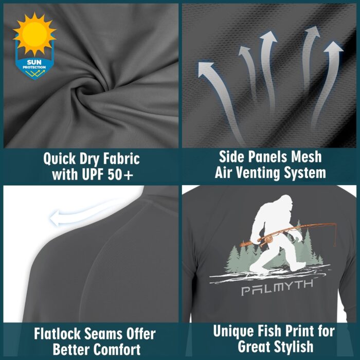 Palmyth Fishing Hoodie for Men Long Sleeve Sun Protection UV UPF 50+ Shirts - Image 4