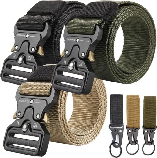 KingMoore 3 Pack Tactical Belt for EDC Battle Military Utility Combat Gear with Heavy-Duty Quick-Release Metal Buckle