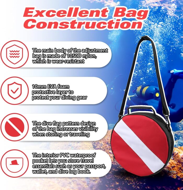 Portable Scuba Regulator Bag, Professional Diving Travel Bags Protective Gear Carry Handbag with Adjustable Shoulder Strap for Divers - Image 2