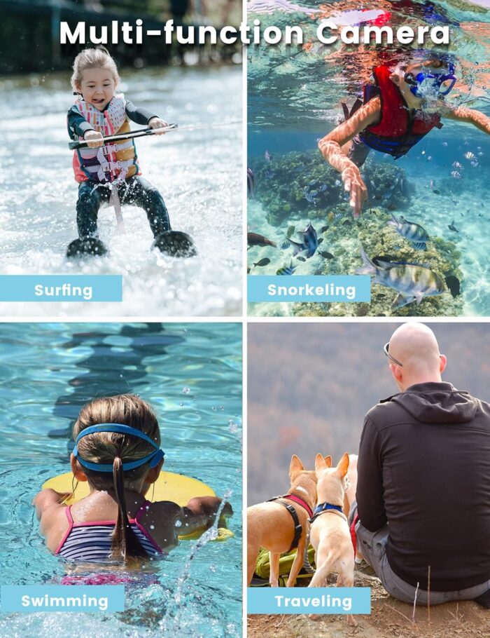Underwater Camera 4K 48MP Autofocus Selfie Dual Screen Waterproof Camera with Floating Strap and 32GB Card, 17FT Compact Waterproof Digital Camera, Fill Light Underwater Camera for Snorkeling - Image 6