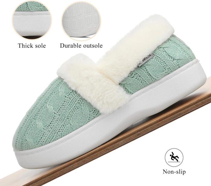 UBFEN Womens Fuzzy House Slippers Warm Bedroom Shoes with Faux Fur Lining Non Slip Memory Foam Slippers for ladies Indoor and Outdoor - Image 4