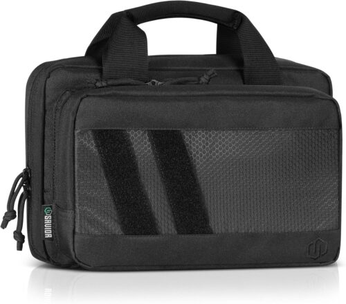 Savior Equipment Specialist Series Tactical Double Scoped Handgun Firearm Case Pistol Bag for Outdoor Hunting Shooting Range, Lockable Compartment, Additional Magazine Storage Slots