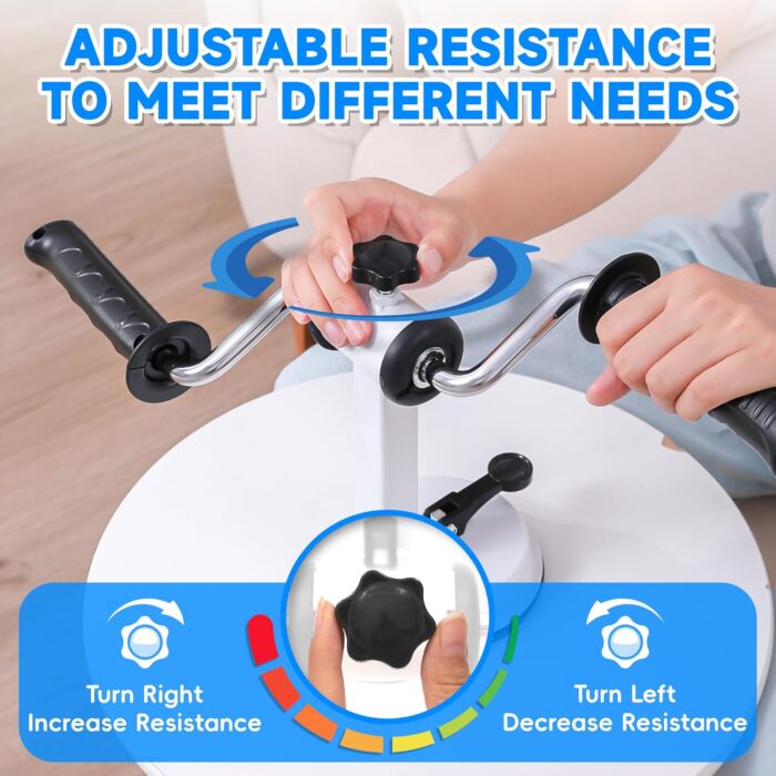 Arm Bike For Physical Therapy | Portable Rehabilitation Exerciser for Arm and Shoulder Workout, Home Fitness Equipment for Seniors with Strong Suction & Adjustable Resistance - Image 3