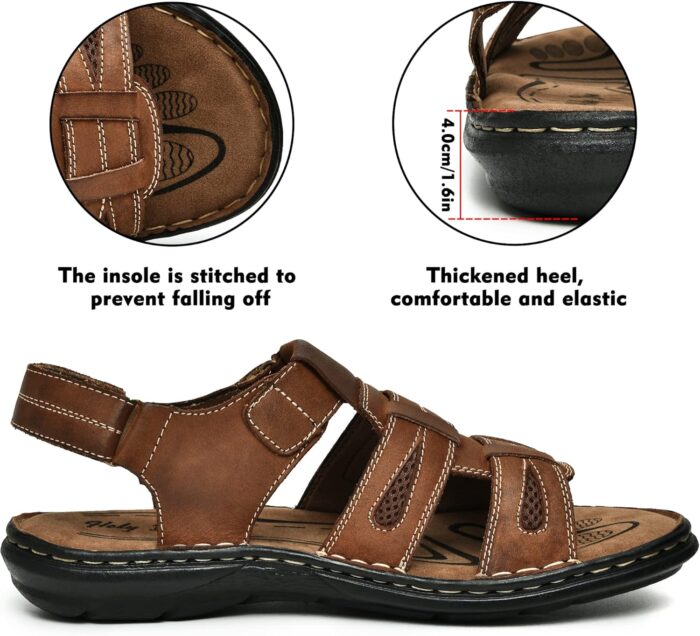 Holy dove Men's Sandals Open Toe Leather Fisherman Sport Hiking Outdoor Casual Summer Sandals Shoes for Men - Image 3
