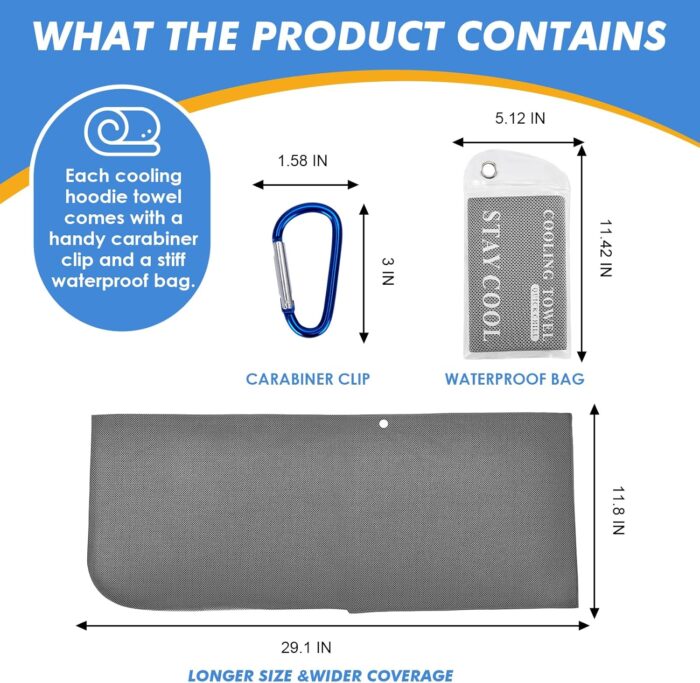 4 Pack Cooling Hoodie Towels for Neck and Face, UPF 50 Sun Protection & Instant Cooling, Ice Towels for Hot Weather, Soft Breathable Towel for Sport, Work Out, Gym, Camping & More Activities - Image 6