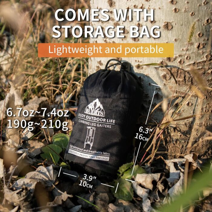 leg gaiters, waterproof hiking gaiters made of 900D nylon, equipped with highly wear-resistant adjustable foot straps, suitable for men or women, mountaineering, skiing, hunting and snowshoeing - Image 4