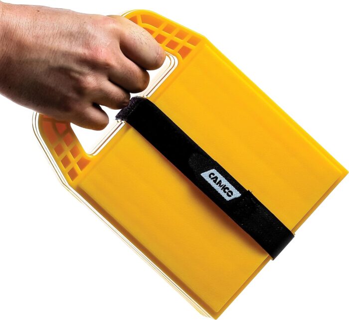 Camco Camper/RV Stabilizing Jack Pads - Features Interlocking Design & Includes Handy Strap for RV Storage and Organization - Molded of Strong UV Stabilized Polypropylene - 4-Pack (44595) - Image 6