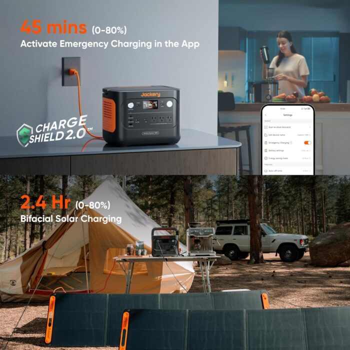 Jackery Explorer 1000 v2 Portable Power Station,1070Wh LiFePO4 Battery,1500W AC/100W USB-C Output, 1 Hr Fast Charge, Solar Generator for Camping,Emergency, RV, Off-Grid Living(Solar Panel Optional) - Image 5