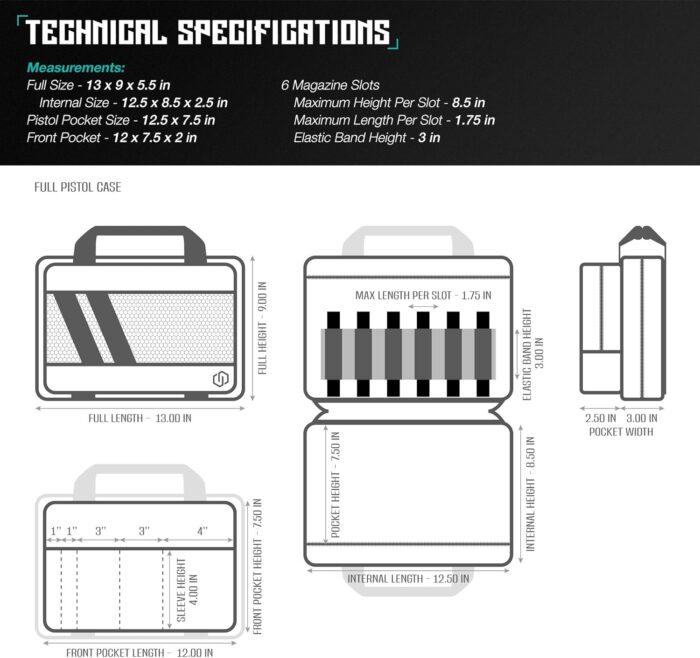 Savior Equipment Specialist Series Tactical Double Scoped Handgun Firearm Case Pistol Bag for Outdoor Hunting Shooting Range, Lockable Compartment, Additional Magazine Storage Slots - Image 7
