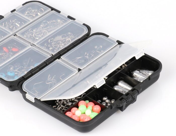 Fishing Accessories Kit, Fishing Set with Tackle Box, Fishing Hooks, Weights, Jig Heads, O-Rings, Barrel Swivels, Fastlock Snaps, Fishing Beads, Space Beans - Freshwater & Saltwater Fishing - Image 7